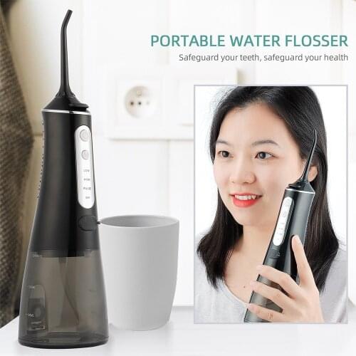 4 Modes Portable Oral Irrigator 300ml Water Tank USB Rechargeable IPX7 Water Jet Flosse Cordless Teeth Cleaner Teeth Whitening