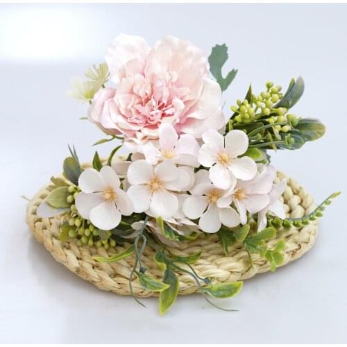 5 Forks Artifical Rose Flowers Home Decor Silk Bouquet Hydrangea Plastic Fake Plants Party Table Wedding DIY Decor Centerpieces