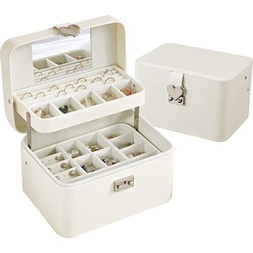 Exquisite Women Jewelry Gift Case for Necklace Ring Earring Bracelet Leather Jewellery Storage Packaging Organizer