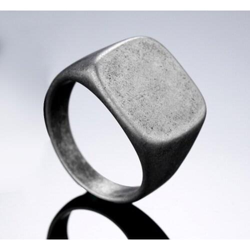 Vintage Mens Square Ring Fashion Personality Simple Stainless Steel Jewelry Motorcycle Accessories Boyfriend Gift Wholesale