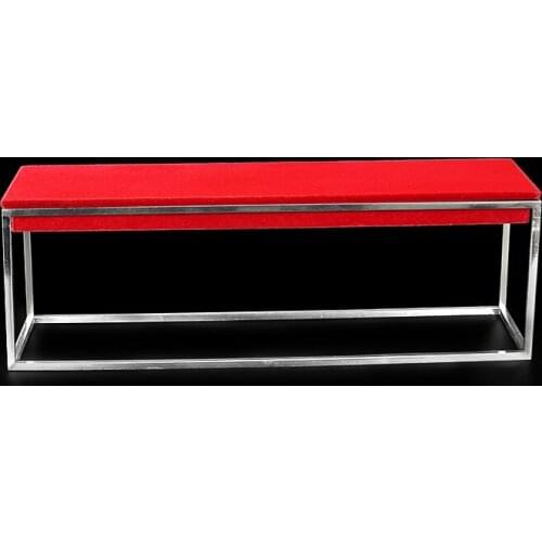 Creative Stainless Steel Jewelry Display Display Showcase Rectangle Seat Design PU Velvet Window Jewelry Exhibition Stand Rack