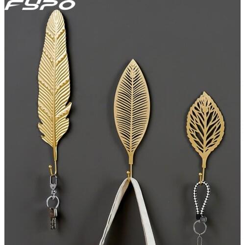 Fypo Creative Hook Nordic Leaf Shape Hook Purse Hook Wall hanging Towel Hook For Bathroom Clothes Coat Hook Kitchen Accessories