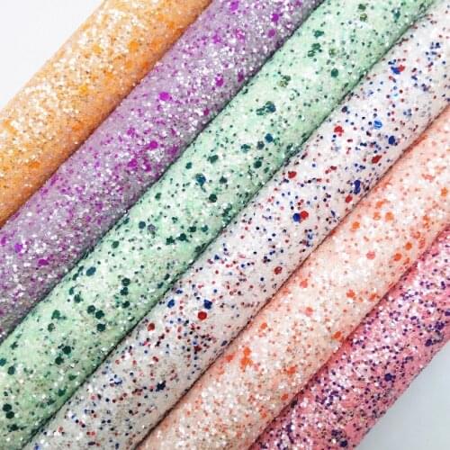 Amonglitter Spring Chunky Glitter Leather Faux Fabric Sheets Glitter Felt Backing for DIY Bows Bags Shoes 21x29cm A4 size MB033