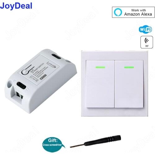 Smart RF Wifi Wireless Wall Light Switch 1 Gang WiFi/433 MHz RF/APP Remote Control Smart Home Wall Panel Switch Works with Alexa