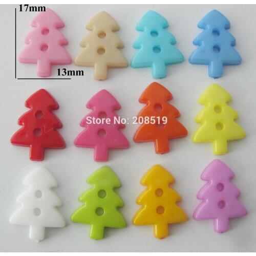 NBNNGA 13mm*17mm Tree shape plastic buttons 2-hole 100 pieces sewing accessories for kids clothes