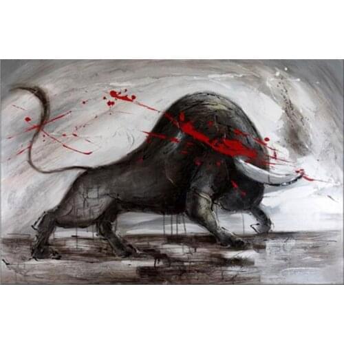 Wholesale High Quality New Design Handmade Modern Wall Art Decoration Canvas Bullfighting Oil Painting