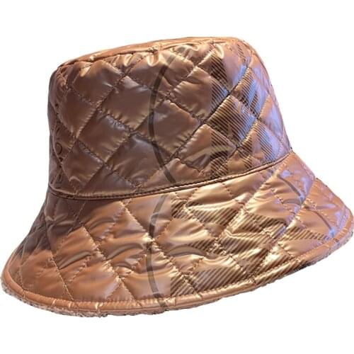 New Winter Faux Fur Black Bucket Hat For Women Reversible Letters Bucket Cap Panama Outdoor Warm Velvet Inside Fisherman Hat