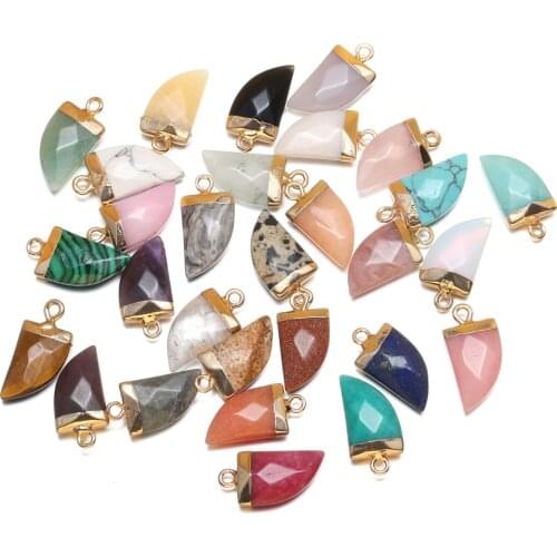 5Pcs Natural Stone Pendant Turquoises Malachite Aventurine Jades Faceted Pendants Charms For Jewelry Making Necklace Earrings