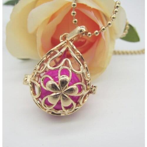 Five Petals Flower Teardrop DIY Locket Pendant Chime Ball Jingle Mexician Pregnancy Long Necklace