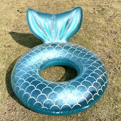 Swimming Mermaid Float Inflatable Mermaid Swimming Ring With Backrest Swimming Laps Floating Ring Inflatable Lounge Raft Toys