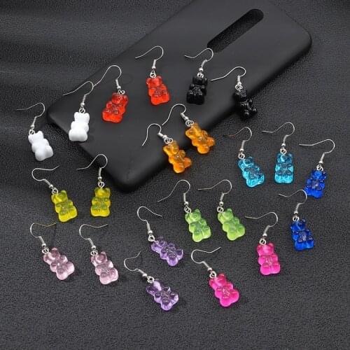 New Cartoon Minimalist Cute Resin Earrings Colorful Animal Bear High Quality Drop Earring Candy Color Gift Originality Statement