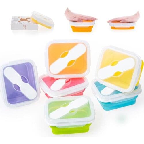 Silicone Collapsible Lunch Box Portable Food Storage Container Microwavable Picnic Camping Bento Box Outdoor Folding Food Bowl
