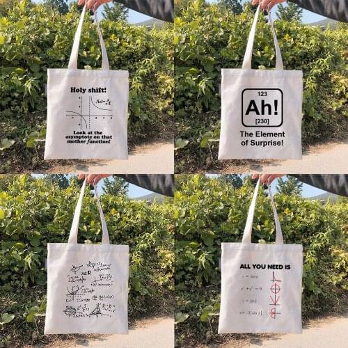 Love Mathematics Graphic Shopping Bag Casual Fashion Girl Shoulder Bag Large Reusable Shopper Tote School Book Canvas Pouch