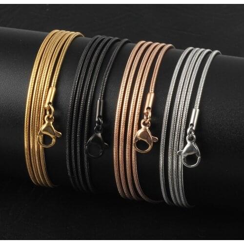 TJP 1.2mm snake chain 18-32 inches silver/gold/rose gold/black Stainless Steel Snake Chain Pendant Necklace Jewelry