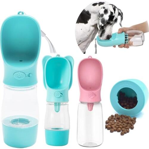 Upgrade Portable Pet Drinking Bottle Travel Multifunctional Outdoor Dog and Cat Drinking Water Food Bowl 2-in-1 Pet Water Bottle