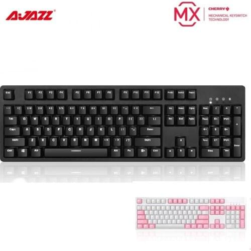 New Ajazz AK535 USB Wired Ergonomic Mechanical Gaming Keyboard,White Light,PBT Two-Color Keycaps,CHERRY Axis