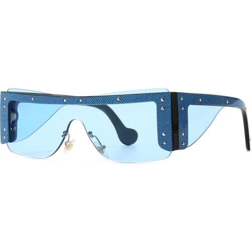 Veshion Blue Square Sunglasses Frameless Uv400 Rimless Male Sun Glasses Vintage Gifts for Women Black 2021 Big Shield Windproof