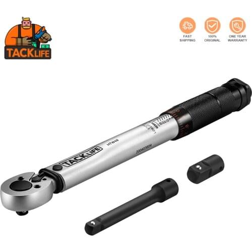 TACKLIFE 5-25 Nm-1/4 "Torque Wrench,3/8" Adapter, Extension Bar, Double Scale, High Accuracy ± 4% with 24T Reversible Head-HTW4B