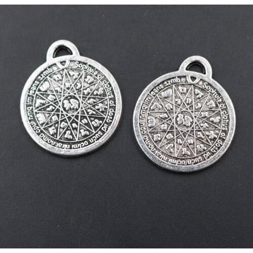 WKOUD 4pcs Silver Plated Divination Chessboard Charm Alloy Pendant Vintage Necklace Bracelet DIY Metal Jewelry Findings 28*24mm