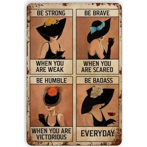 Funny Retro Girl and Wine Metal Tin Sign,Suitable for Store Garage Kitchen Farm Bar Office Bathroom Home Classroom Cafe