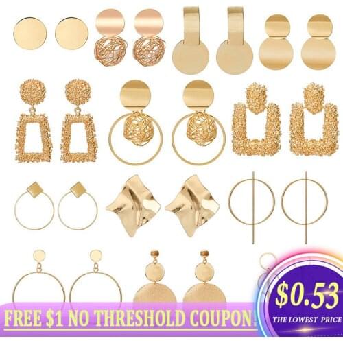 Gold Color Statement Earrings for Women Vintage Earrings 2020 Fashion jewelry New Big earrings For Girl Best Friend Gift