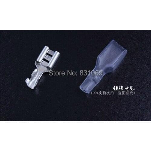 100Set/Lot 6.3mm Crimp Terminal Female Spade Connector + Case Brand New