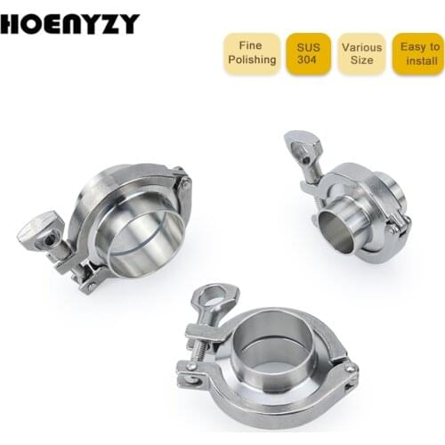 2Sets/5Sets 19/25/32/38/45/51mm Sanitary Flange Pipe Weld Ferrule + Tri Clamp + Gasket Stainless Steel SS 304 For Homebrew