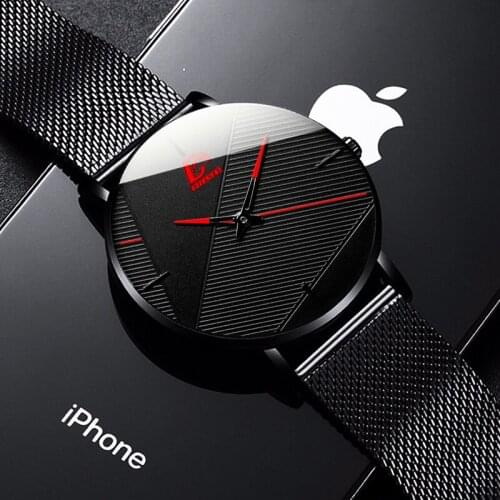 2021 Minimalist Mens Fashion Watches Simple Men Business Ultra Thin Stainless Steel Mesh Belt Quartz Watch relogio masculino