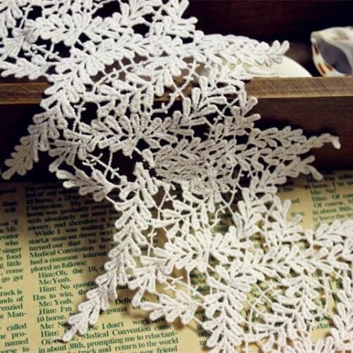 3Yard/Lot Beige 13cm wide water soluble embroidered cotton lace fabric DIY lace trim garment accessories