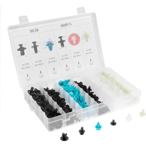 360Pcs Mixed Fastener Clips Universal Car Door Panel Decorative Fastener Clip Fender Bumper Fixed Clamp Plastic Rivet Retainers