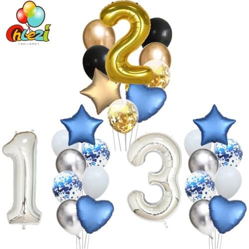 9pcs 40 inch Number Foil balloons Confetti Balloon Set For Wedding Birthday Party Ballon Decoration Baby Shower Helium globos