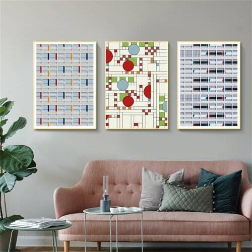 Abstract Geometry Wall Art Poster Architecture Canvas Painting Grid Art Print Modern Wall Picture Nordic Living Room Home Decor
