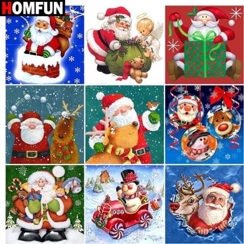 HOMFUN Diamond Painting Full Square/Round Diamond "Santa christmas" Pattern Embroidery Cross Stitch 5D Rhinestone Painting
