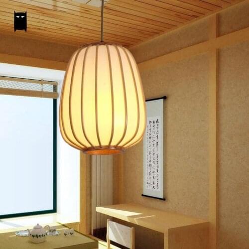 Bamboo PVC Lantern Lampshade Pendant Light Fixture Modern Scandinave Chinese Japanese Style Tatami Hanging Lamp Abat-jour Design
