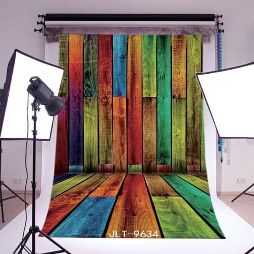 Photography Backdrops Multicolor Paint Nostalgia Stripes Wood Floor Children Toddlers Kids Adults Portraits Photo Background