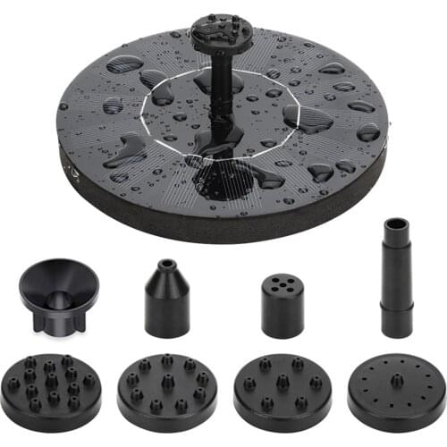 Solar Fountain Pump Birdbath Water Fountain Pump With 6 Nozzles For Garden Fountain Pump Lawn Decor 1W/7V
