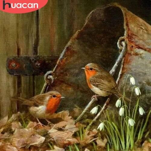 HUACAN Diamond Art Painting Bird Mosaic Home Decor Animal Scenery Embroidery Farm Landscape Wall Stickers