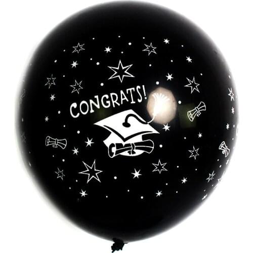 KAMMIZAD 15pcs 12inch black latex balloons Graduation Doctor hat dot balloon school party decorations kids globos