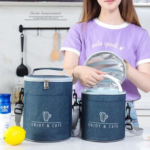 Round Insulated Lunch Bag For Work School Picnic Beach Travel Lunch Box Container Food Storage Bags Women Men Girls Bento Pouch