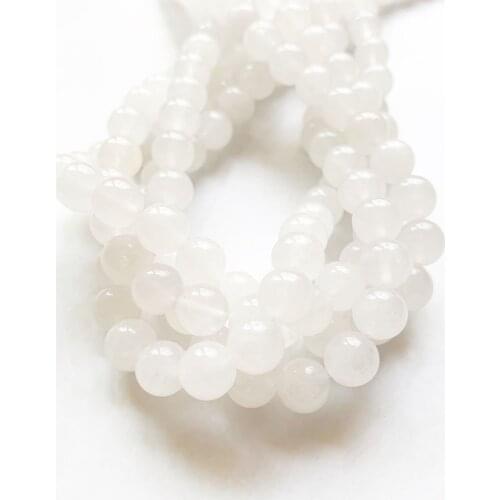 Round Shape Natural White Stone Beads Strand 4 6 8 10 12mm Loose Beads for Jewelry Making Diy Bracelet Component