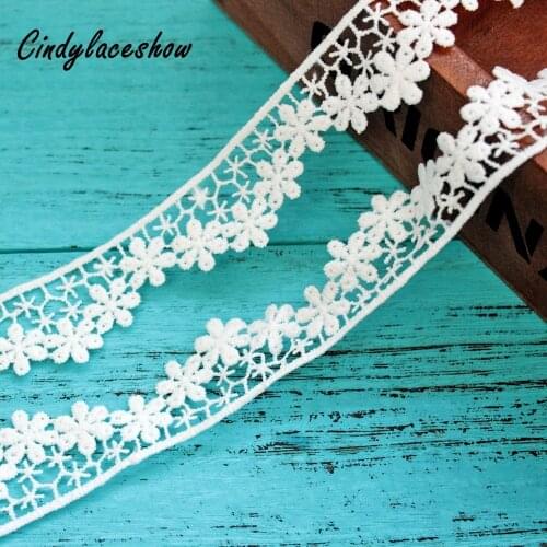 Cindylaceshow 3 Yards Floral Handicraf Ivory Lace Trim Appliques Wedding Dress Ribbon Lace Fabrics DIY Sewing Accessories Crafts