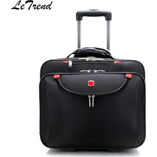 Letrend Business Oxford Rolling Luggage Casters 18 inch Men Multifunction Carry On Wheels Suitcases Trolley Bag Travel Bag Trunk
