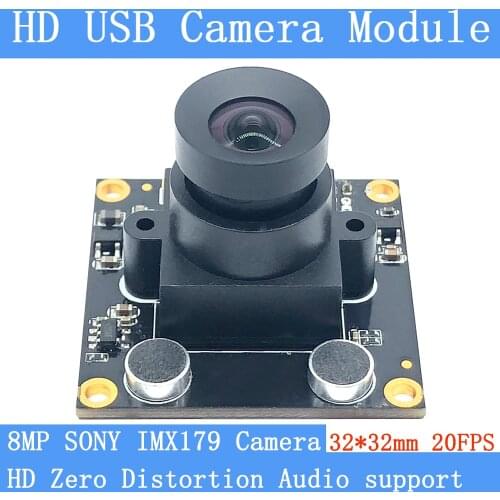 Zero Distortion Mini Video Surveillance 8MP SONY IMX179 UVC MJPEG 3264*2448 20FPS USB Camera Module Mini Webcam support audio