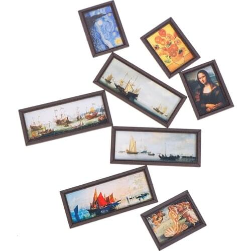 Mini Dollhouse Miniature 1:12 Photo Frame Antique Manny Frame Oil Painting DIY Doll House Decorative Accessories