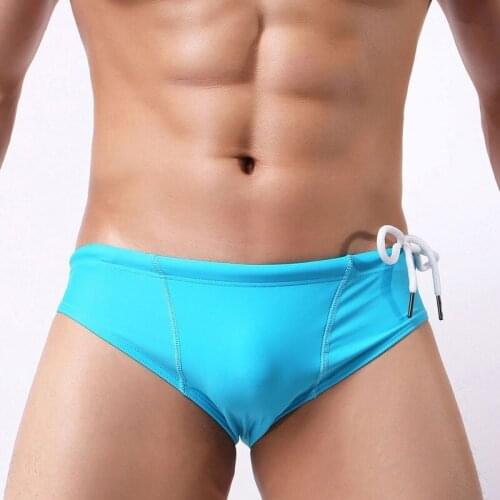 6 Color Drawstring Swimwear Men BriefS Gay Sexy Swimsuit Waterproof Mens Swimming Trunks Swim Suit Beach Shorts Sunga Hot 420