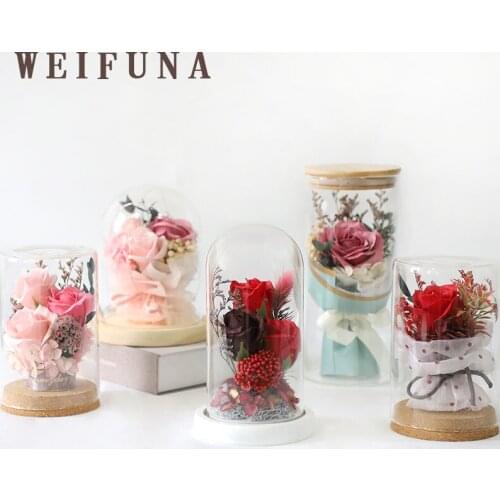 Soap Flower Gift Box Glass Cover Valentines Day To Send Girlfriend Simulation Rose Birthday Gift To Send Girls