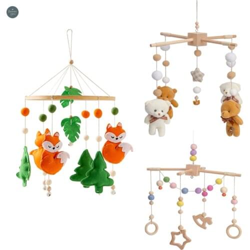 2021 New Baby Rattles Crib Mobiles Toy Cotton Animals Bed Bell Carousel Crib Holder Baby Toys 0-12 Months for Cots Projection