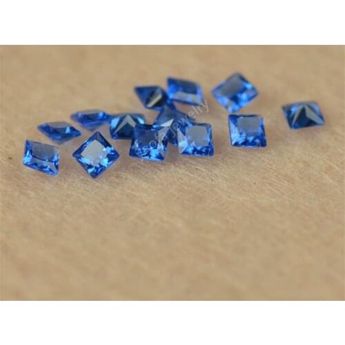 Wholesale 1.5x1.5~12x12mm 112# Middle Deep Blue Square Shape Princess Cut Synthetic Spinel Blue Gems Loose Stone For Jewelry DIY