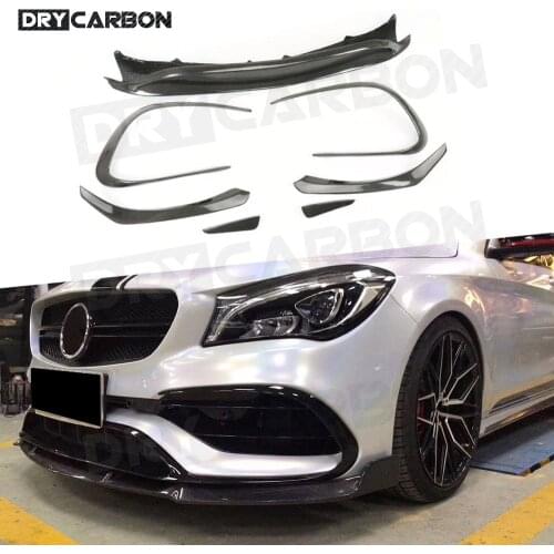 For Benz CLA Class W117 CLA45 AMG 2016-2018 Carbon Fiber/ ABS Front Bumper Lip Spoiler Flap Canards Car Bumper Trim Cover