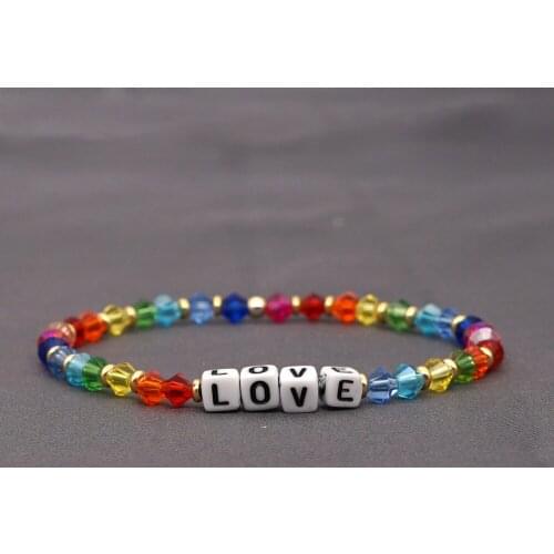 Go2Boho Beach Bracelets Letter Rainbow Crystal Beaded Bracelet For Women LOVE Pulseras Mujer Boho Jewelry For Girl Accessories